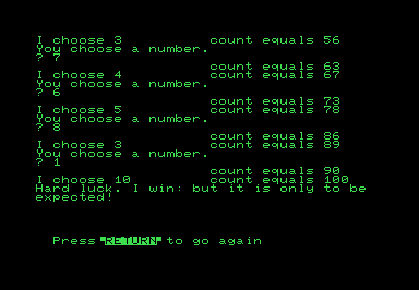 Count to 100 screenshot for Commodore PET