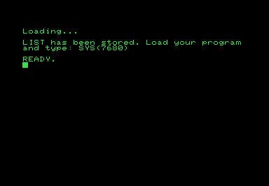 List screenshot for Commodore PET