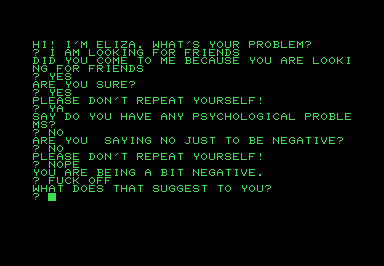 Eliza screenshot for Commodore PET