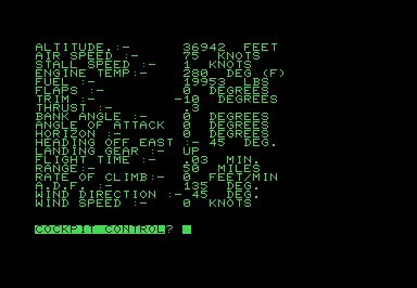 Flight Simulator screenshot for Commodore PET