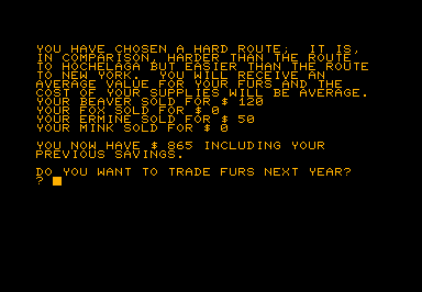 French Fur Trader game for Commodore PET