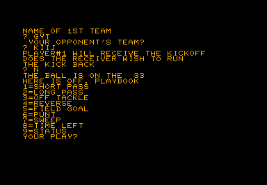 Football game for Commodore PET
