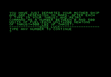 Lander X screenshot for Commodore PET