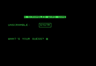 Scrambled Word screenshot for Commodore PET