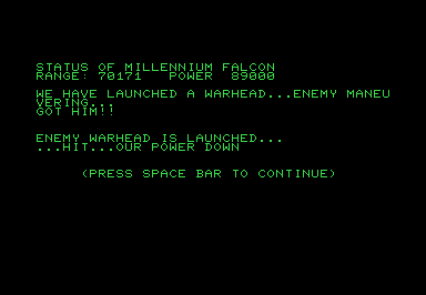Spacewar screenshot for Commodore PET