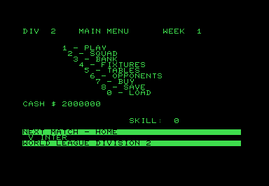 World Soccer League screenshot for Commodore PET