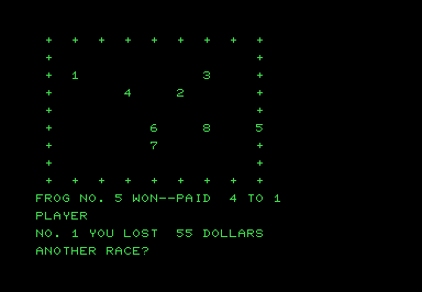 Frog Race screenshot for Commodore PET
