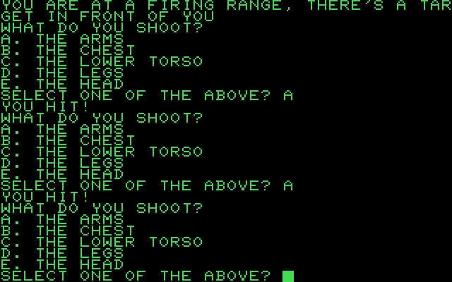 Hit The Target screenshot for Commodore PET