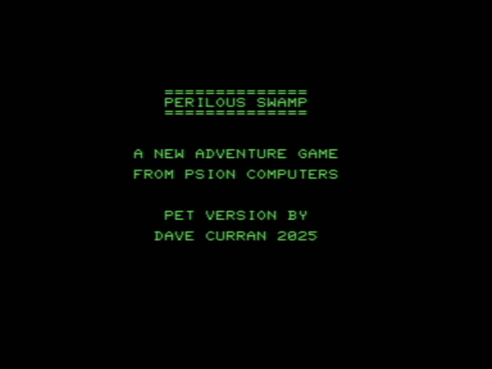 Perilous Swamp screenshot for Commodore PET