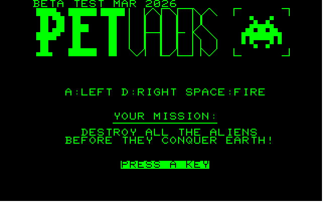 PETvaders screenshot for Commodore PET
