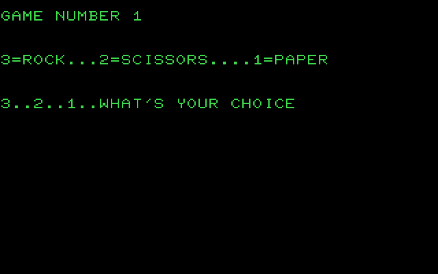 Rock Paper Scissors screenshot for Commodore PET