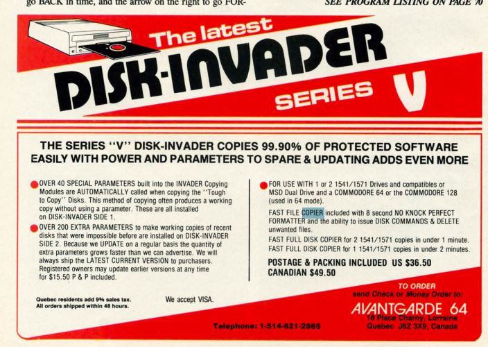 Disk-Invader Series V advertisement — Avantgarde 64