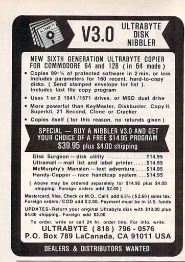 UltraByte Disk Nibbler V3.0 advertisement — Ultrabyte Inc.