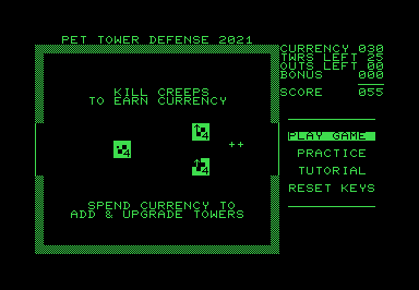 PET Tower Defense Commodore PET Game