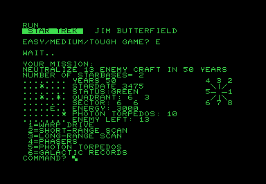 Star Trek (JB) Commodore PET Game